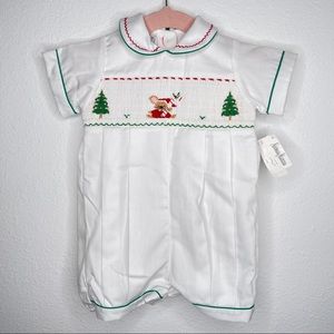 New Anavini Christmas romper bubble mouse tree Sz 3 mo